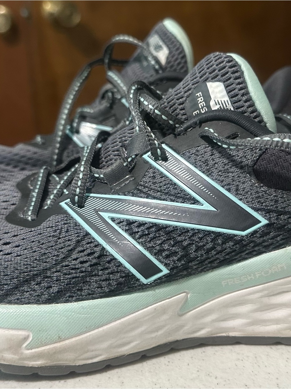 New Balance Women's Athletic Shoes - Black with Mint Green Accents